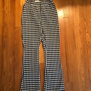 Gingham kick flare pants